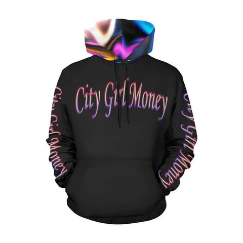 City Girl Money All Over Print Hoodie for Women
