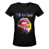 drip Women's Deep V-neck T-shirt (Model T19)